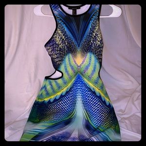 Forever 21 sz L spandex print dress LIKE NEW
